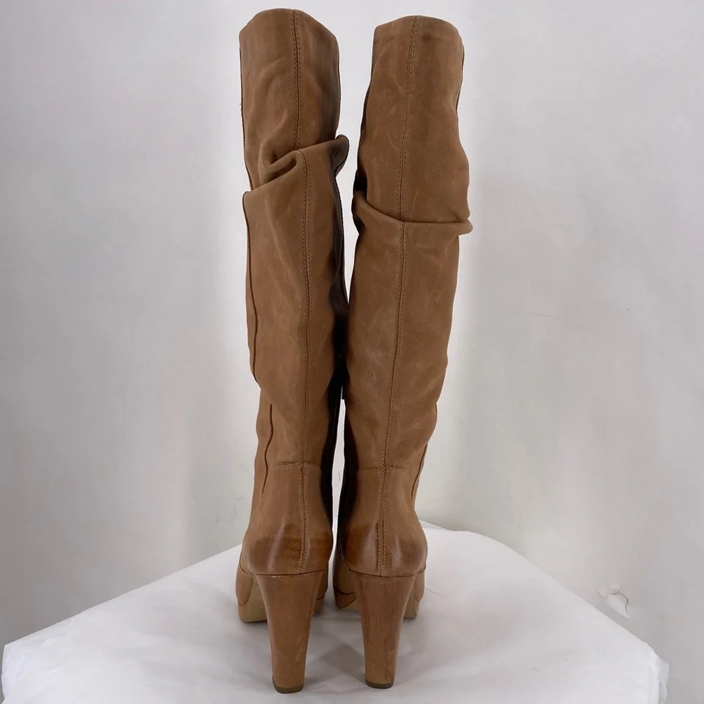 Jessica Simpson tan heeled leather boots - Picture 5 of 10